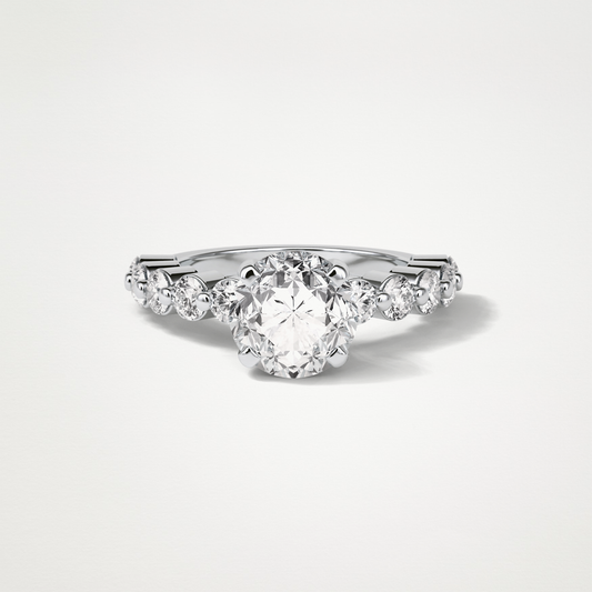 Round Pave Moissanite Engagement Ring – 2.2 CT Lab-Created Brilliance in 10K/14K/18K Gold