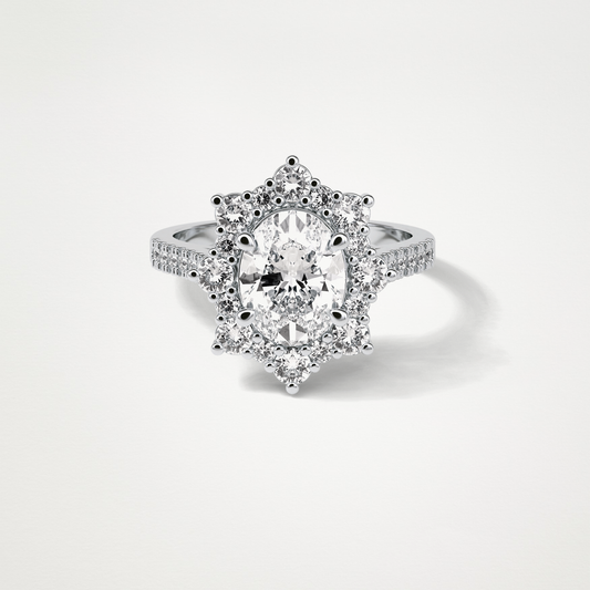Oval Cluster Moissanite Engagement Ring – 1.91 CT Lab-Created Brilliance in 10K/14K/18K Gold