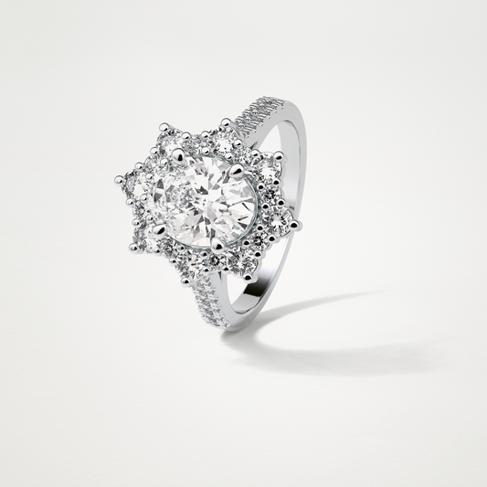 Oval Cluster Moissanite Engagement Ring – 1.91 CT Lab-Created Brilliance in 10K/14K/18K Gold