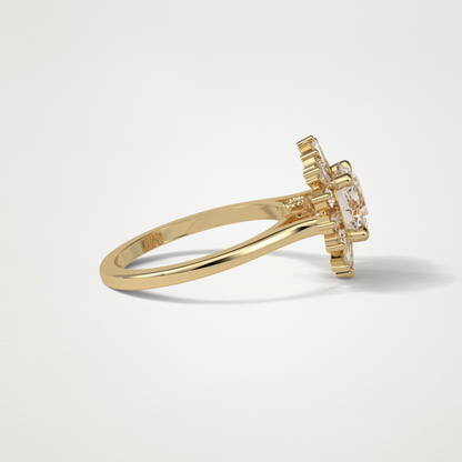 Round Halo Moissanite Engagement Ring – 1.35 CT Lab-Created Brilliance in 10K/14K/18K Gold