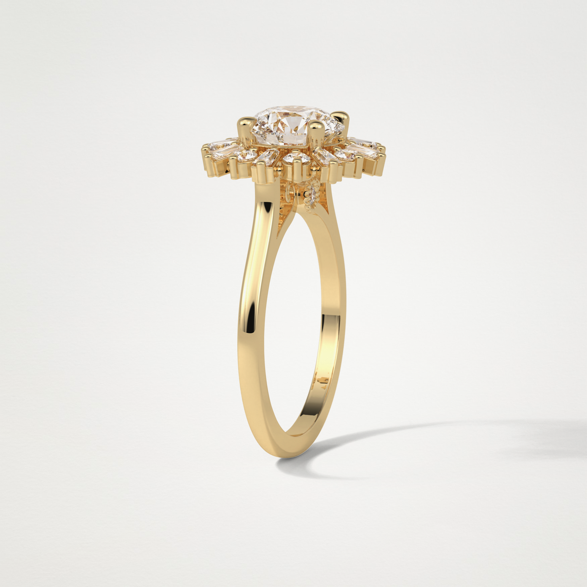 Round Halo Moissanite Engagement Ring – 1.35 CT Lab-Created Brilliance in 10K/14K/18K Gold