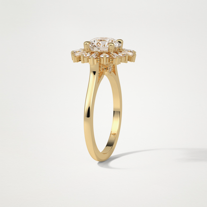 Round Halo Moissanite Engagement Ring – 1.35 CT Lab-Created Brilliance in 10K/14K/18K Gold