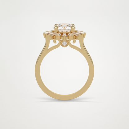 Round Halo Moissanite Engagement Ring – 1.35 CT Lab-Created Brilliance in 10K/14K/18K Gold