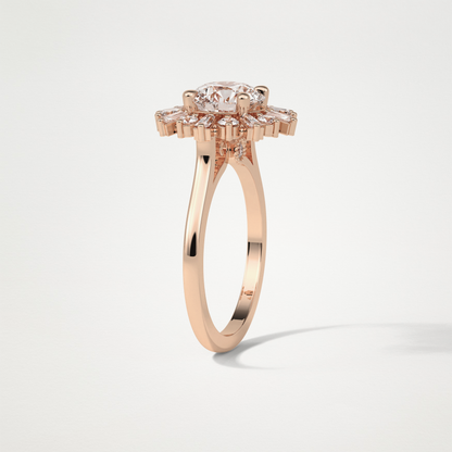 Round Halo Moissanite Engagement Ring – 1.35 CT Lab-Created Brilliance in 10K/14K/18K Gold