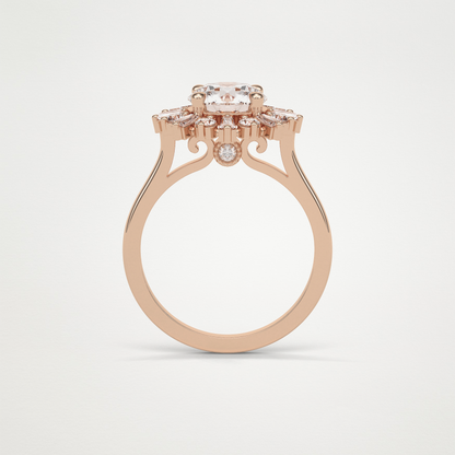 Round Halo Moissanite Engagement Ring – 1.35 CT Lab-Created Brilliance in 10K/14K/18K Gold