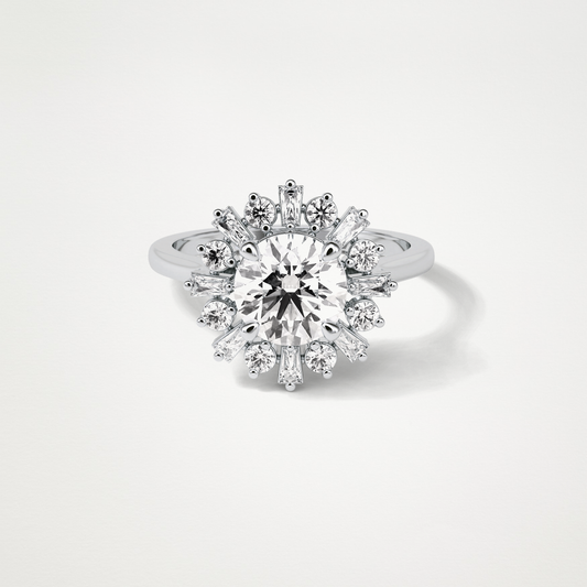 Round Halo Moissanite Engagement Ring – 1.35 CT Lab-Created Brilliance in 10K/14K/18K Gold