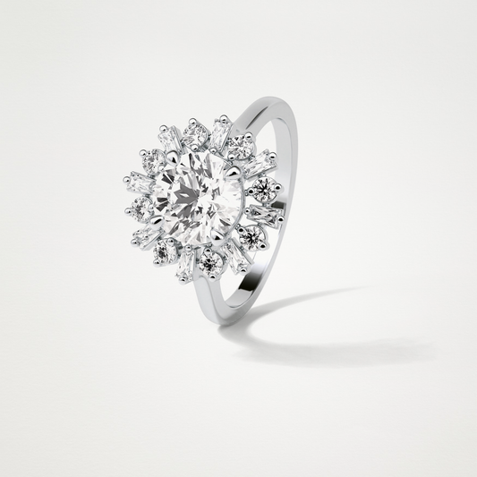 Round Halo Moissanite Engagement Ring – 1.35 CT Lab-Created Brilliance in 10K/14K/18K Gold
