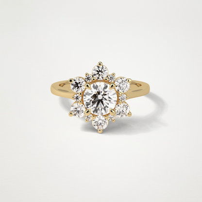 Round Cluster Moissanite Engagement Ring – 1 CT Lab-Created Brilliance in 10K/14K/18K Gold