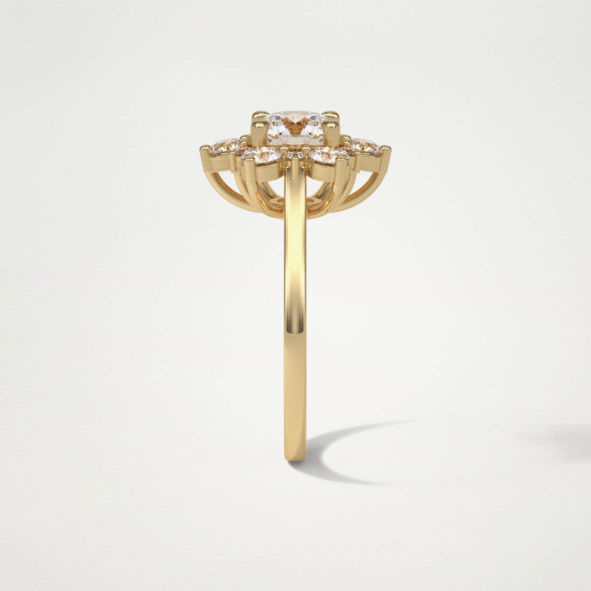 Round Cluster Moissanite Engagement Ring – 1 CT Lab-Created Brilliance in 10K/14K/18K Gold