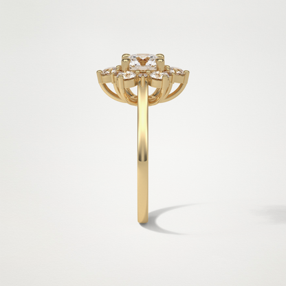 Round Cluster Moissanite Engagement Ring – 1 CT Lab-Created Brilliance in 10K/14K/18K Gold