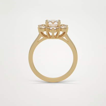 Round Cluster Moissanite Engagement Ring – 1 CT Lab-Created Brilliance in 10K/14K/18K Gold