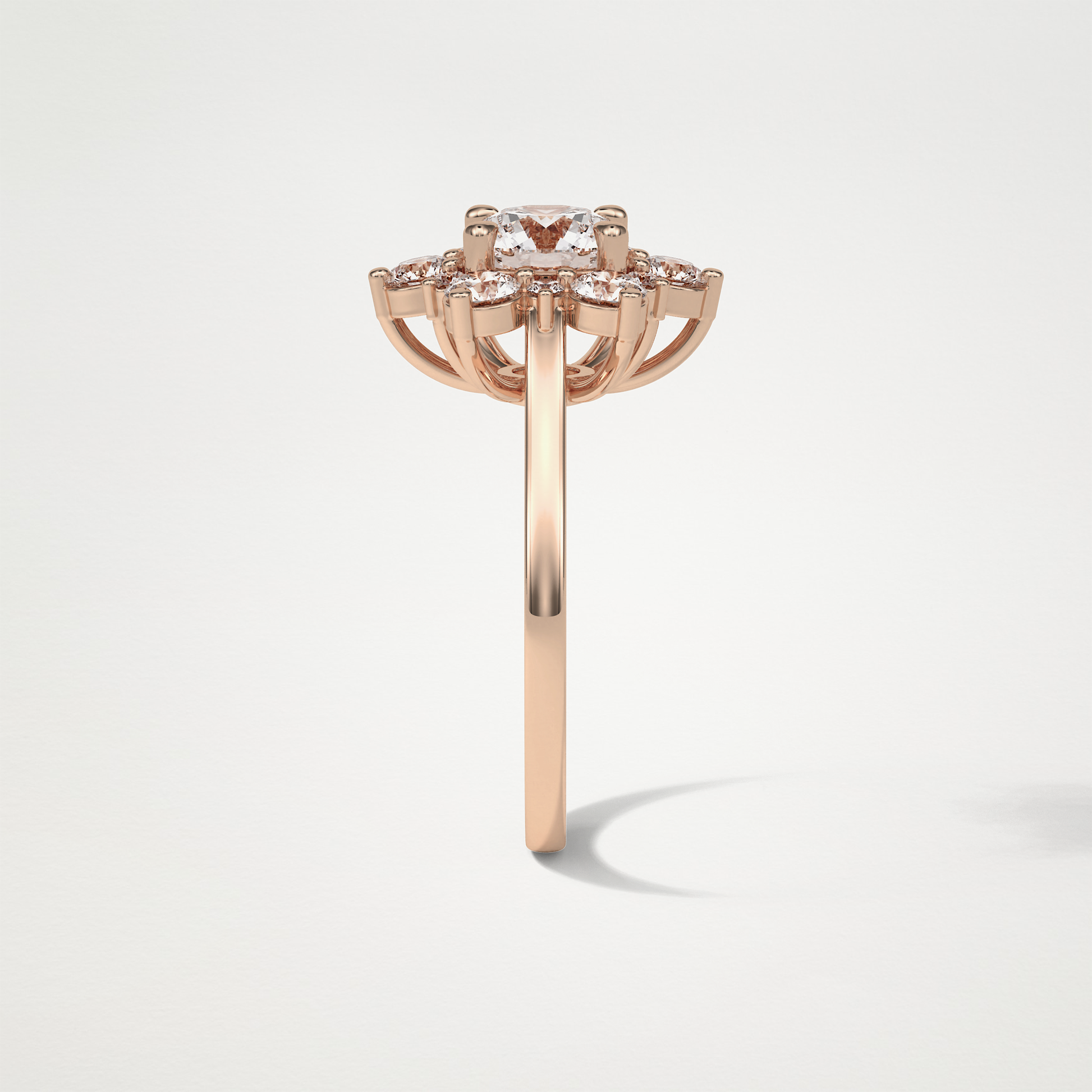 Round Cluster Moissanite Engagement Ring – 1 CT Lab-Created Brilliance in 10K/14K/18K Gold