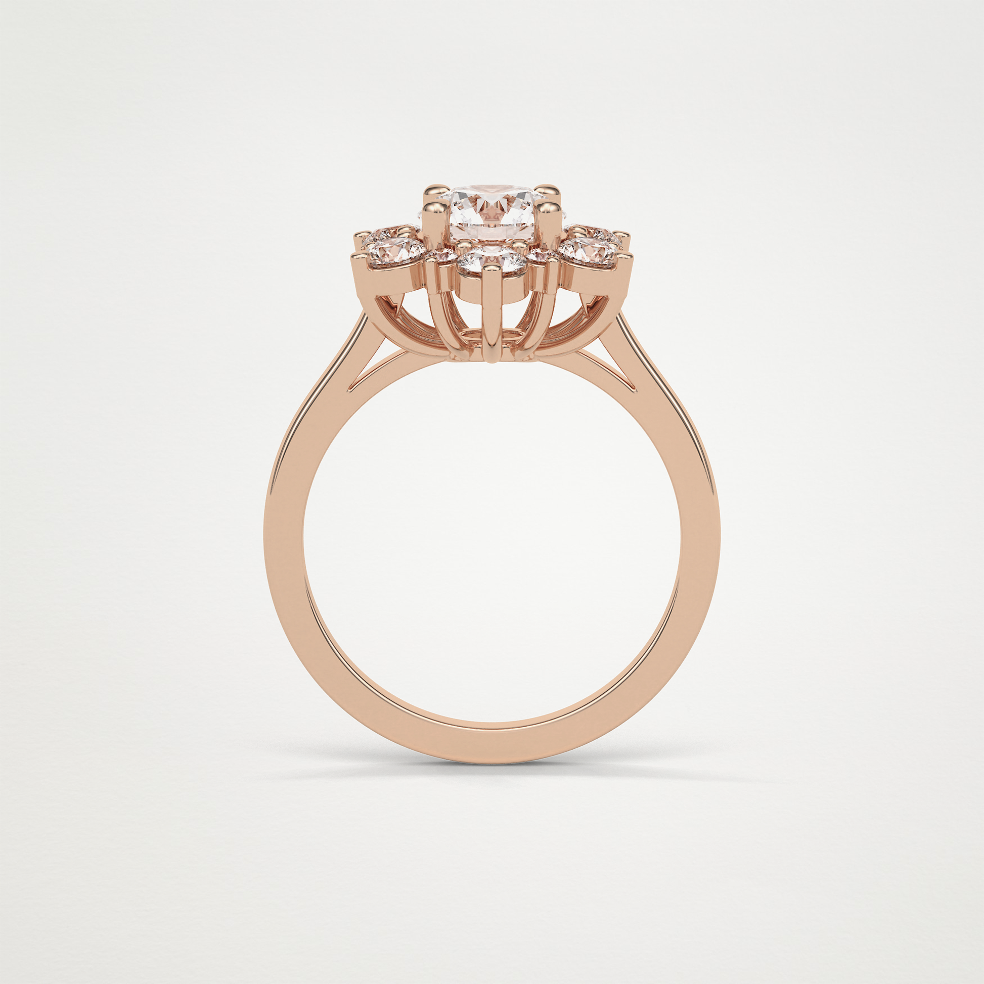 Round Cluster Moissanite Engagement Ring – 1 CT Lab-Created Brilliance in 10K/14K/18K Gold
