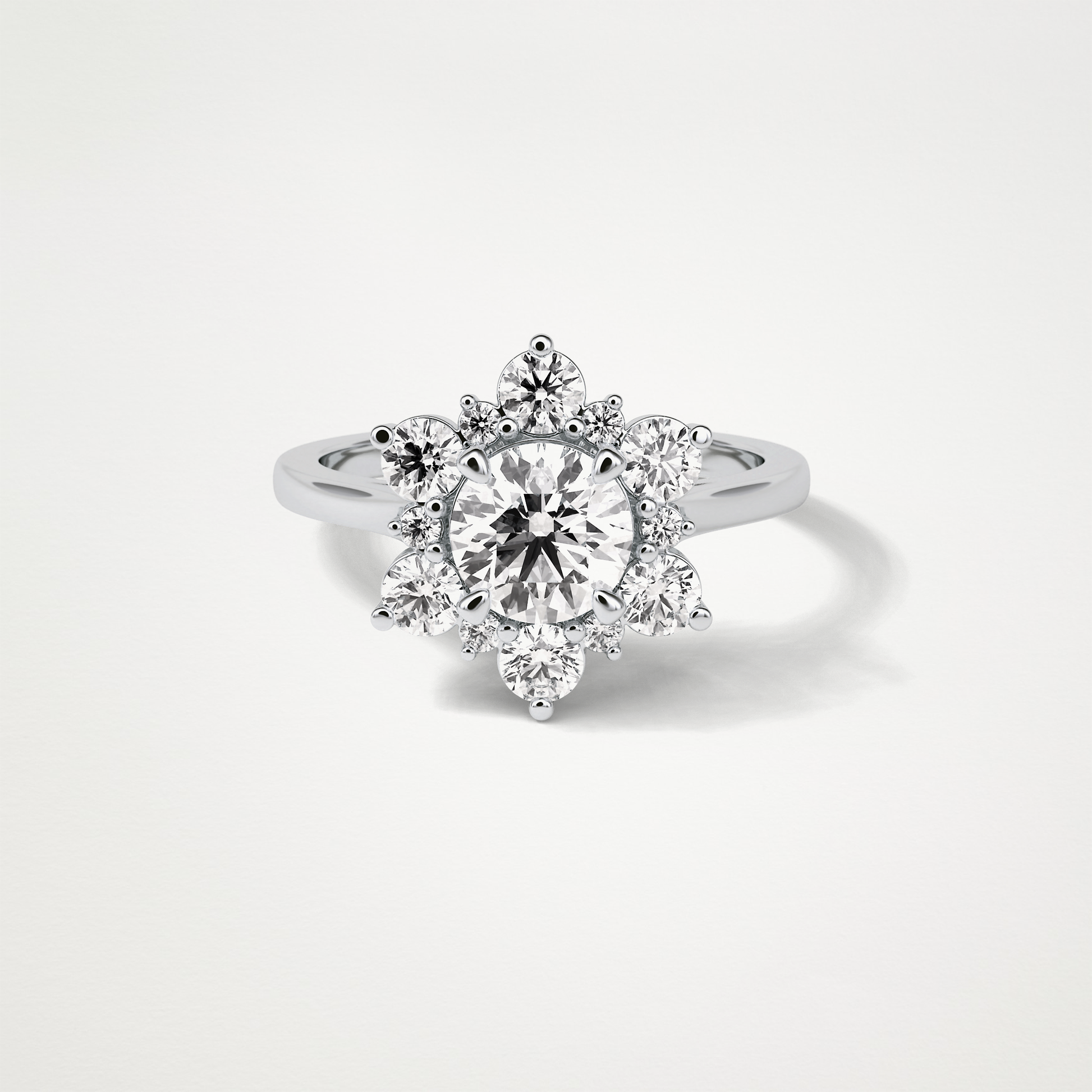 Round Cluster Moissanite Engagement Ring – 1 CT Lab-Created Brilliance in 10K/14K/18K Gold