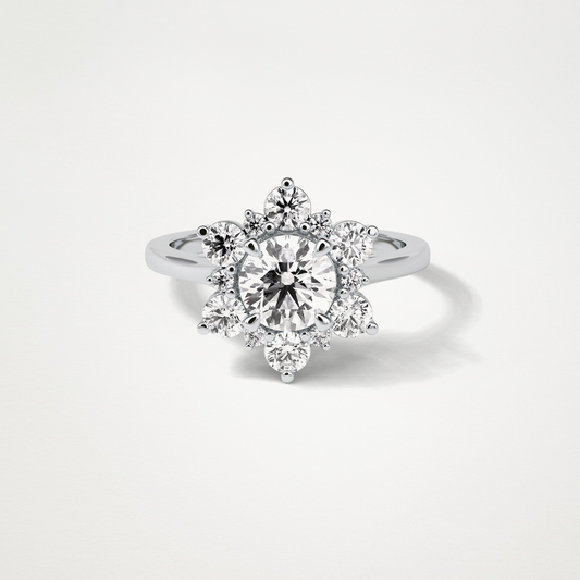 Round Cluster Moissanite Engagement Ring – 1 CT Lab-Created Brilliance in 10K/14K/18K Gold