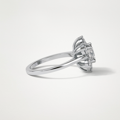 Round Cluster Moissanite Engagement Ring – 1 CT Lab-Created Brilliance in 10K/14K/18K Gold