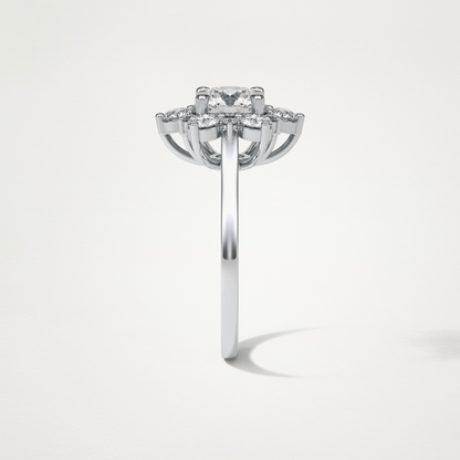 Round Cluster Moissanite Engagement Ring – 1 CT Lab-Created Brilliance in 10K/14K/18K Gold