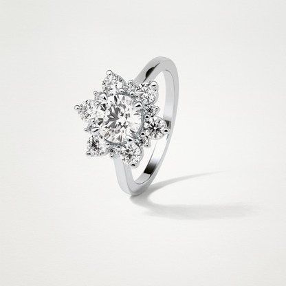 Round Cluster Moissanite Engagement Ring – 1 CT Lab-Created Brilliance in 10K/14K/18K Gold