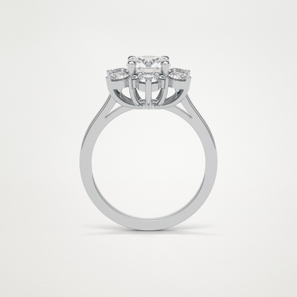 Round Cluster Moissanite Engagement Ring – 1 CT Lab-Created Brilliance in 10K/14K/18K Gold