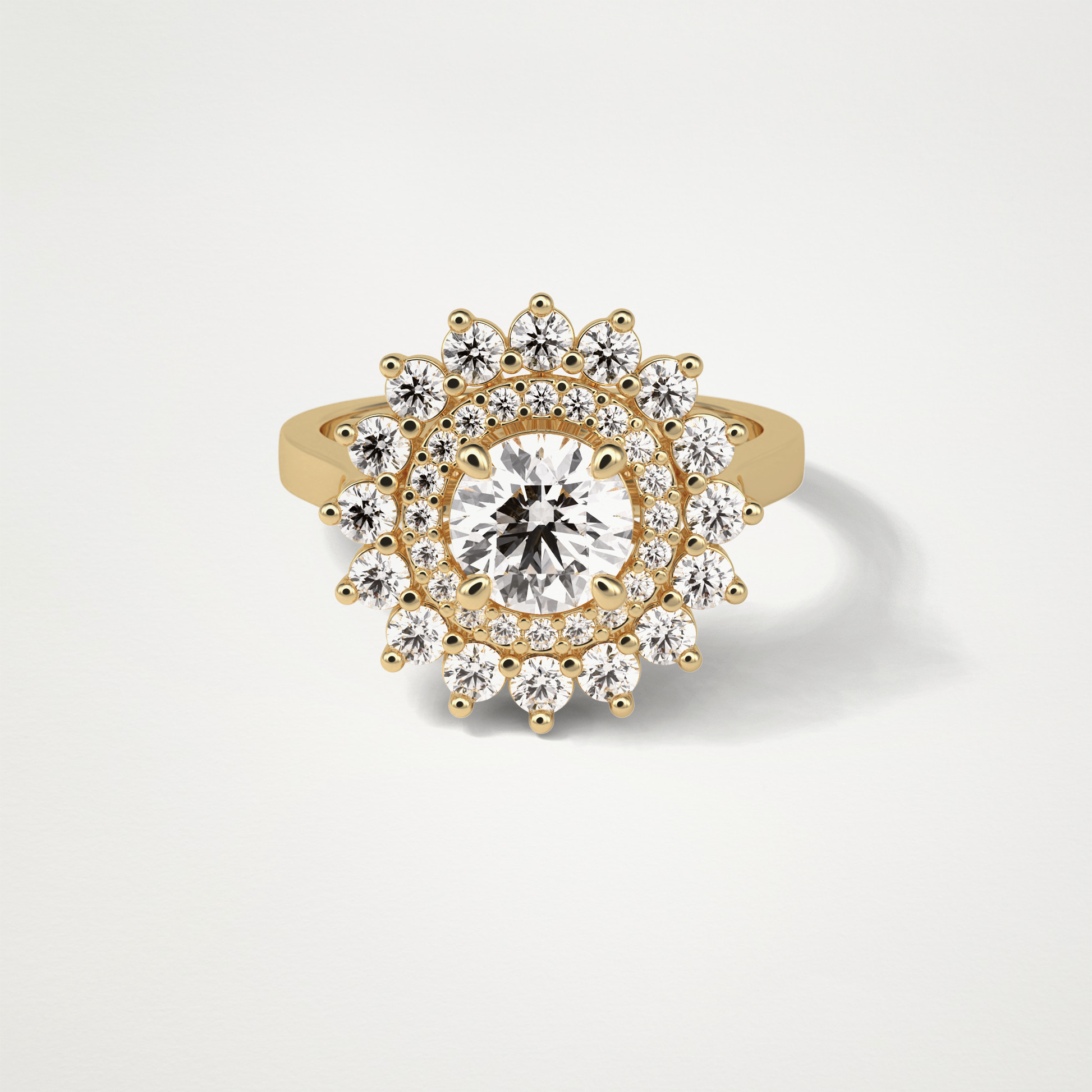 Round Double Halo Moissanite Engagement Ring – 1 CT Lab-Created Brilliance in 10K/14K/18K Gold