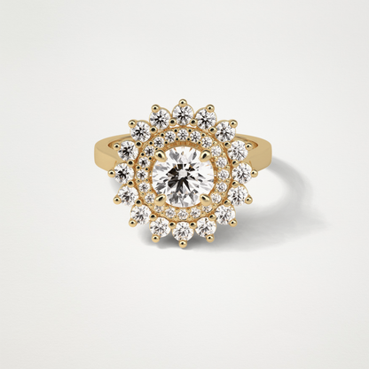 Round Double Halo Moissanite Engagement Ring – 1 CT Lab-Created Brilliance in 10K/14K/18K Gold