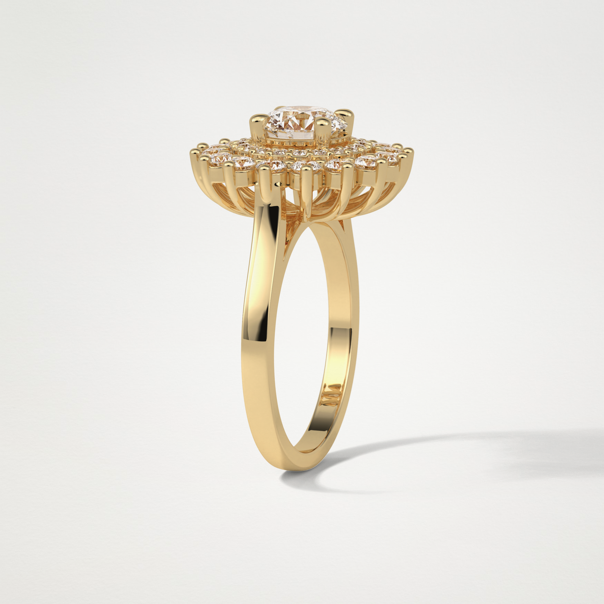 Round Double Halo Moissanite Engagement Ring – 1 CT Lab-Created Brilliance in 10K/14K/18K Gold