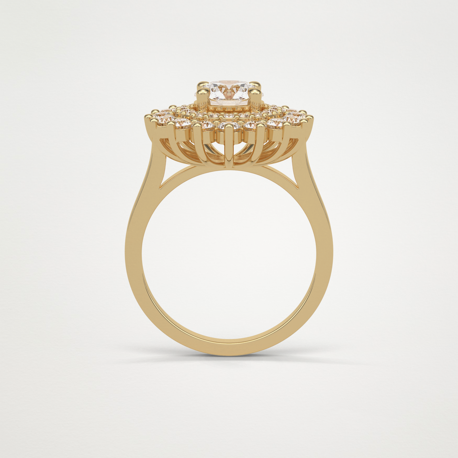 Round Double Halo Moissanite Engagement Ring – 1 CT Lab-Created Brilliance in 10K/14K/18K Gold