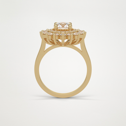 Round Double Halo Moissanite Engagement Ring – 1 CT Lab-Created Brilliance in 10K/14K/18K Gold