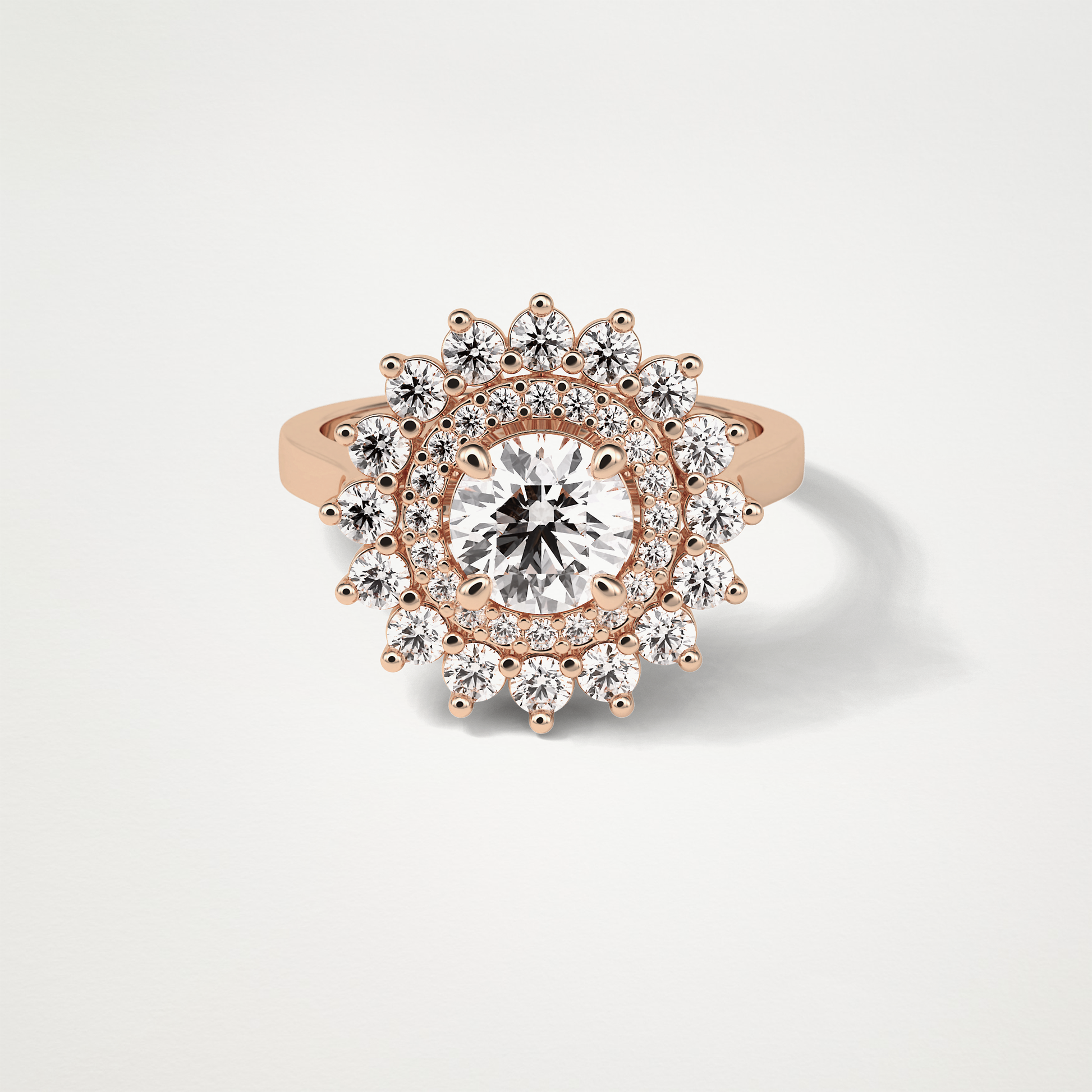Round Double Halo Moissanite Engagement Ring – 1 CT Lab-Created Brilliance in 10K/14K/18K Gold