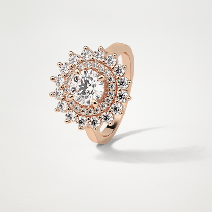 Round Double Halo Moissanite Engagement Ring – 1 CT Lab-Created Brilliance in 10K/14K/18K Gold