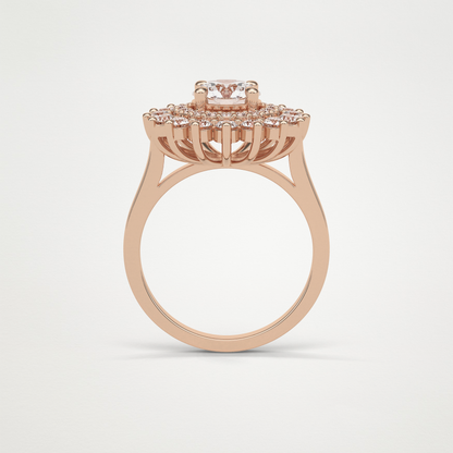 Round Double Halo Moissanite Engagement Ring – 1 CT Lab-Created Brilliance in 10K/14K/18K Gold