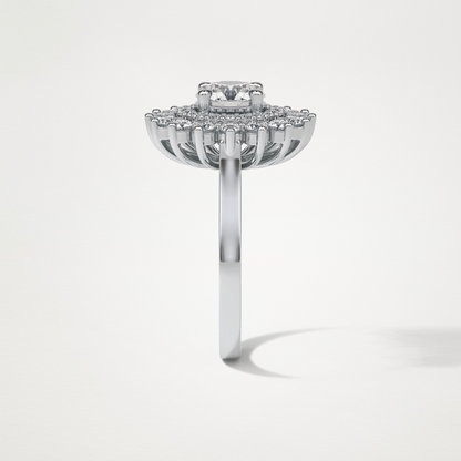 Round Double Halo Moissanite Engagement Ring – 1 CT Lab-Created Brilliance in 10K/14K/18K Gold