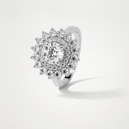 Round Double Halo Moissanite Engagement Ring – 1 CT Lab-Created Brilliance in 10K/14K/18K Gold