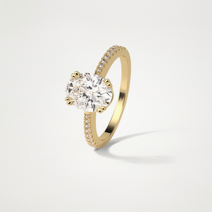Oval Pave Moissanite Engagement Ring – 1.60 CT Lab-Created Brilliance in 10K/14K/18K Gold