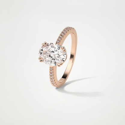 Oval Pave Moissanite Engagement Ring – 1.60 CT Lab-Created Brilliance in 10K/14K/18K Gold
