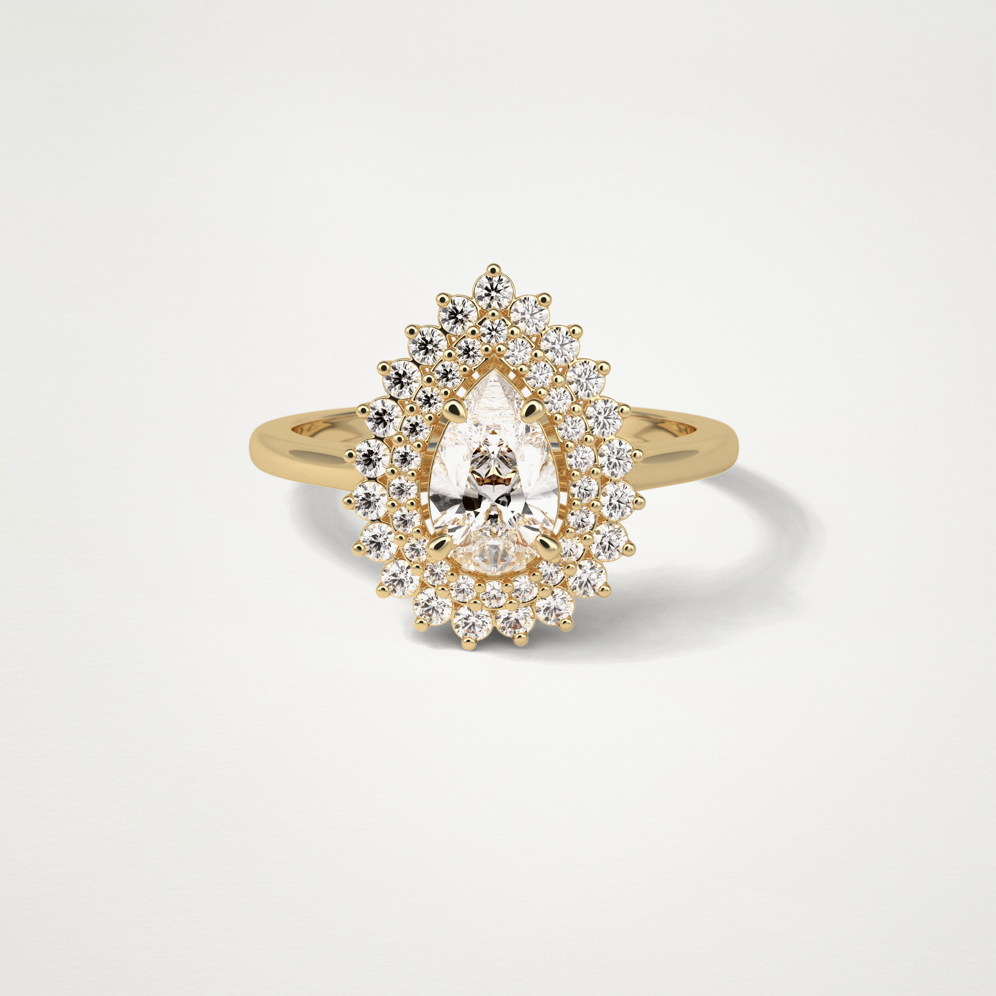 Pear Double Halo Moissanite Engagement Ring – 0.94 CT Lab-Created Brilliance in 10K/14K/18K Gold