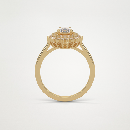 Pear Double Halo Moissanite Engagement Ring – 0.94 CT Lab-Created Brilliance in 10K/14K/18K Gold