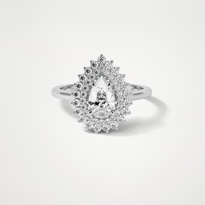 Pear Double Halo Moissanite Engagement Ring – 0.94 CT Lab-Created Brilliance in 10K/14K/18K Gold