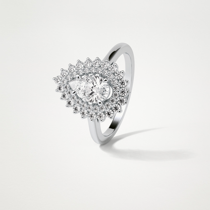 Pear Double Halo Moissanite Engagement Ring – 0.94 CT Lab-Created Brilliance in 10K/14K/18K Gold