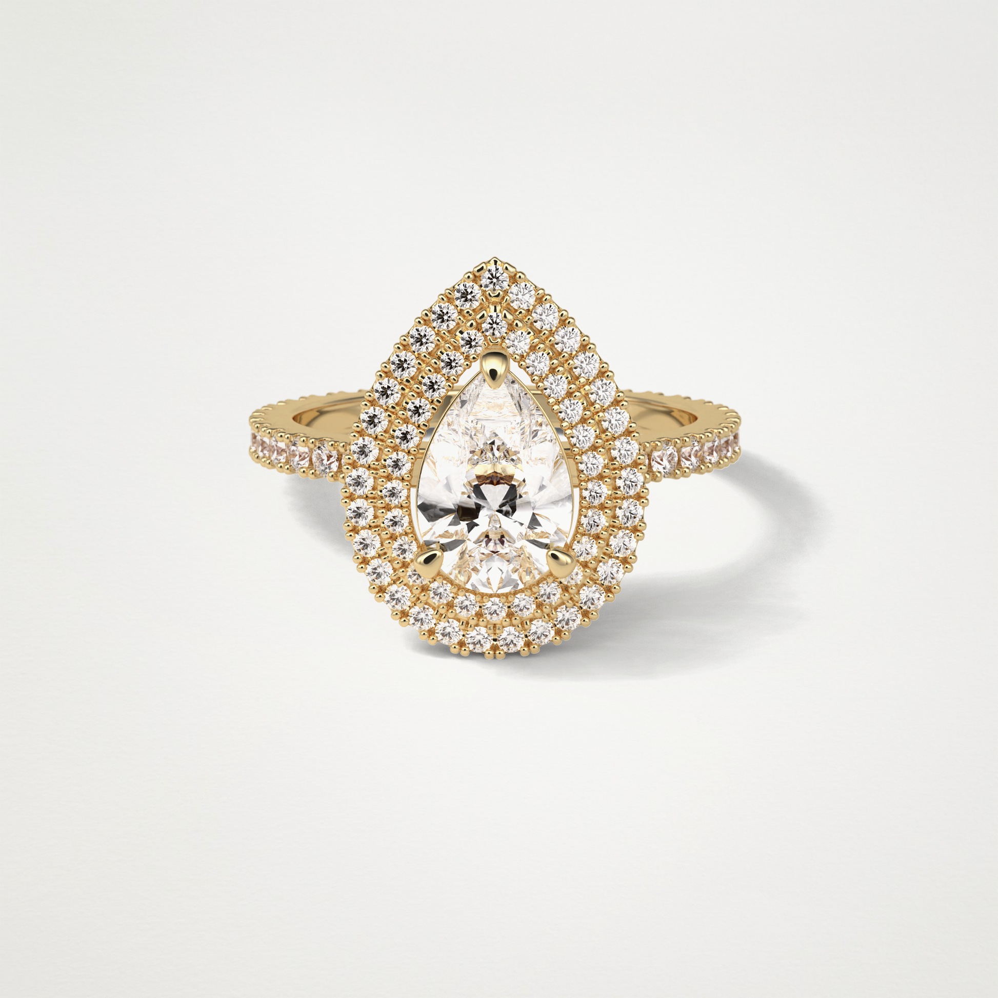 Pear Double Halo Moissanite Engagement Ring – 1.33 CT Lab-Created Brilliance in 10K/14K/18K Gold