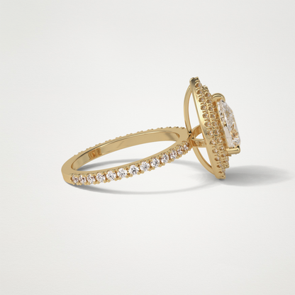 Pear Double Halo Moissanite Engagement Ring – 1.33 CT Lab-Created Brilliance in 10K/14K/18K Gold