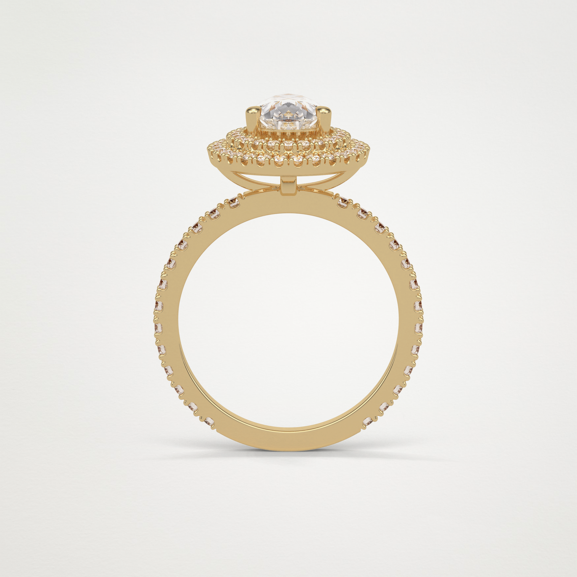 Pear Double Halo Moissanite Engagement Ring – 1.33 CT Lab-Created Brilliance in 10K/14K/18K Gold