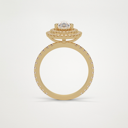 Pear Double Halo Moissanite Engagement Ring – 1.33 CT Lab-Created Brilliance in 10K/14K/18K Gold