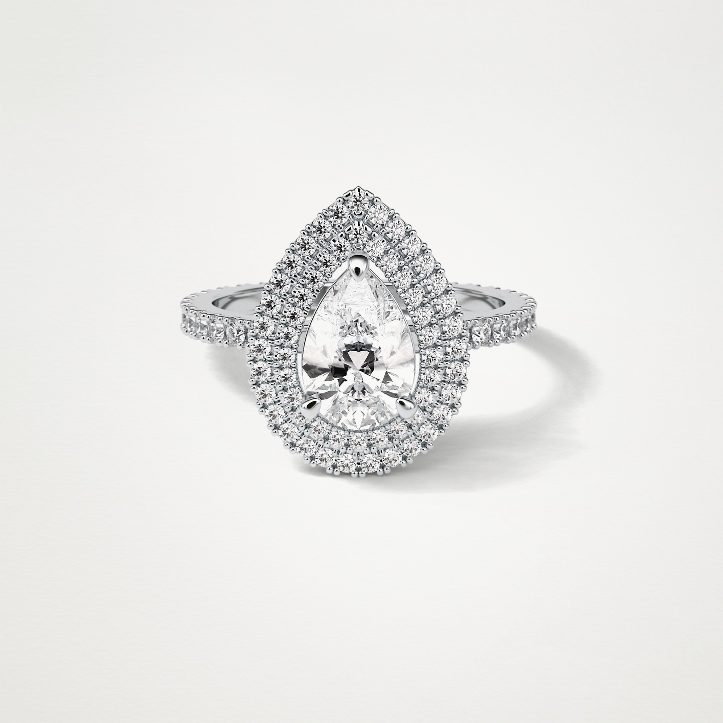 Pear Double Halo Moissanite Engagement Ring – 1.33 CT Lab-Created Brilliance in 10K/14K/18K Gold