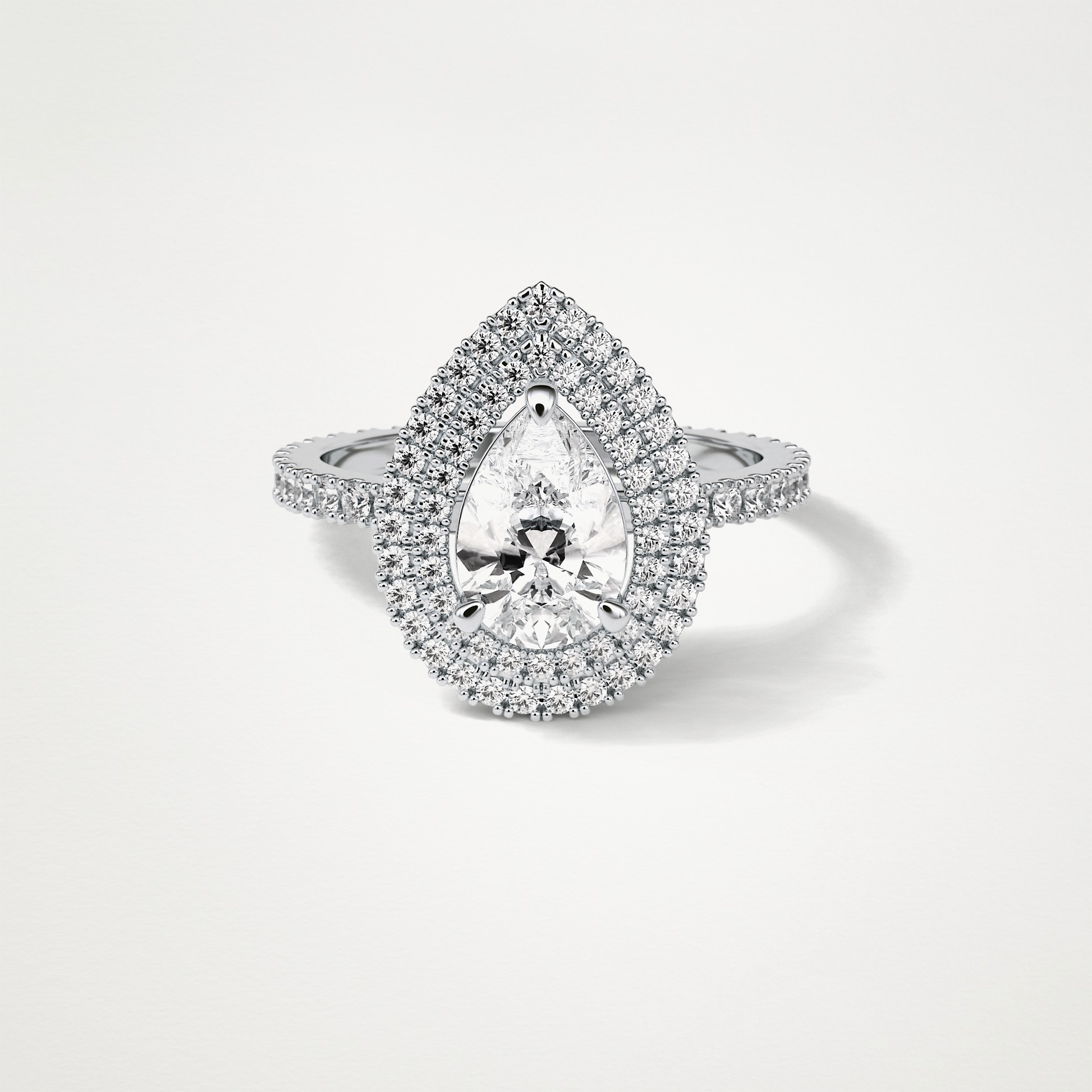 Pear Double Halo Moissanite Engagement Ring – 1.33 CT Lab-Created Brilliance in 10K/14K/18K Gold