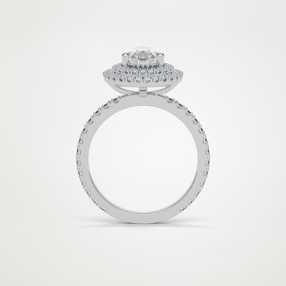 Pear Double Halo Moissanite Engagement Ring – 1.33 CT Lab-Created Brilliance in 10K/14K/18K Gold