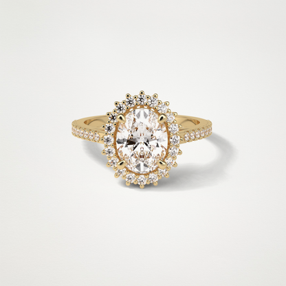 Oval Halo & Pave Moissanite Engagement Ring – 1.91 CT Lab-Created Brilliance in 10K/14K/18K Gold