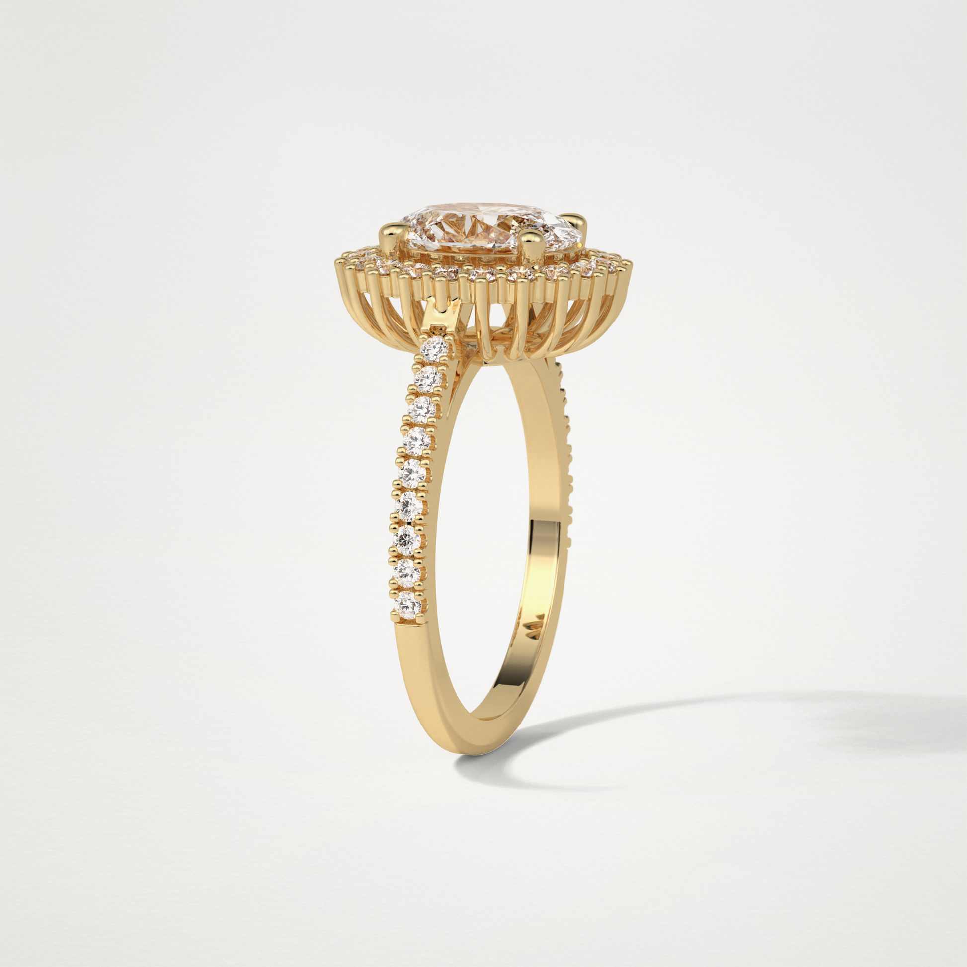 Oval Halo & Pave Moissanite Engagement Ring – 1.91 CT Lab-Created Brilliance in 10K/14K/18K Gold