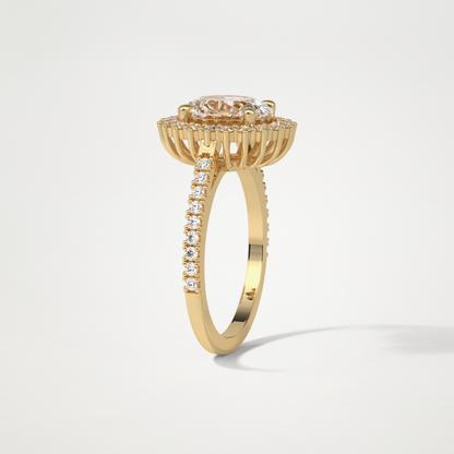 Oval Halo & Pave Moissanite Engagement Ring – 1.91 CT Lab-Created Brilliance in 10K/14K/18K Gold