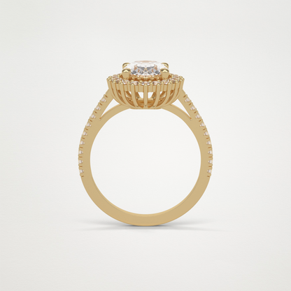 Oval Halo & Pave Moissanite Engagement Ring – 1.91 CT Lab-Created Brilliance in 10K/14K/18K Gold